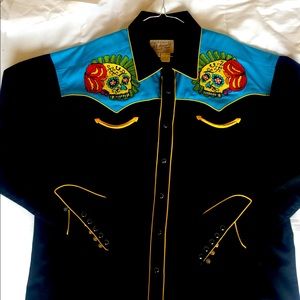 Rockmount Ranchwear Day Of Dead Sugar Skull Shirt.